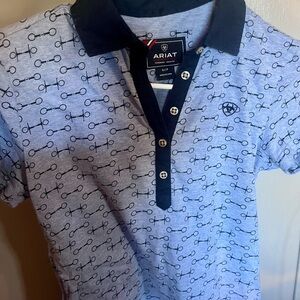 Ariat Women’s Blue and Navy Patterned Polo Shirt